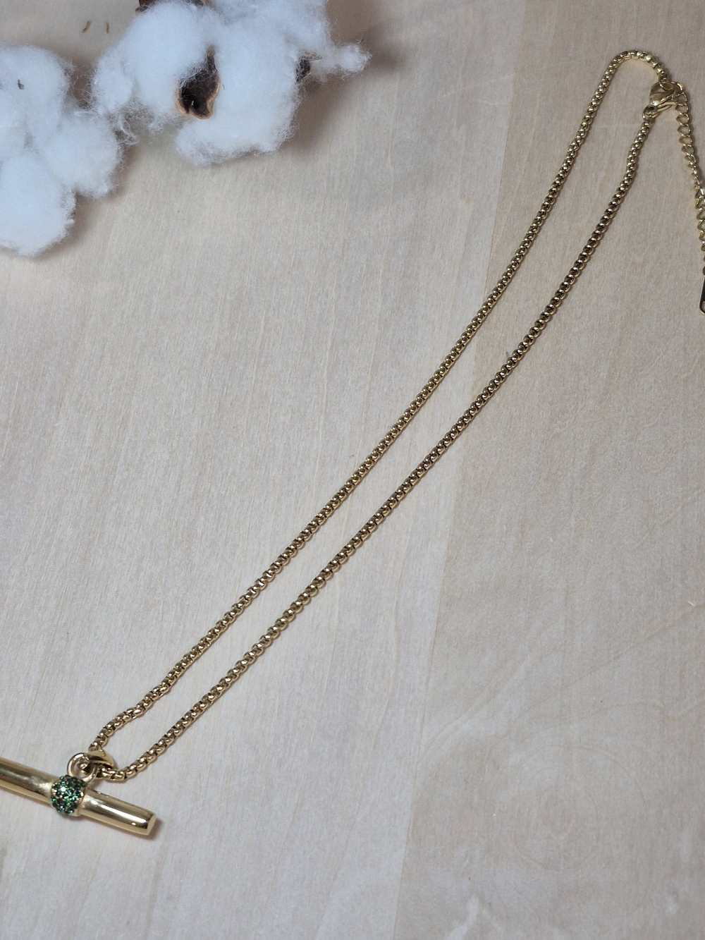 ππNEWππ STUNNING!! 18KT Over Stainless Steel CZ T-Bar Necklace - Picture 9 of 16